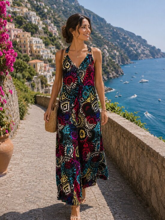 Dresses & Skirts - Elegant & colorful Jersey Halter Maxi Dress